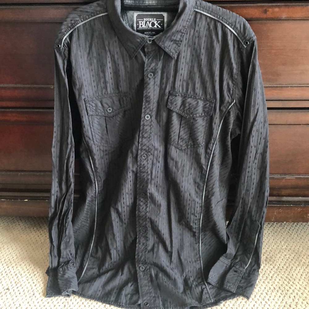 Men’s Buckle Black Slim Fit Top